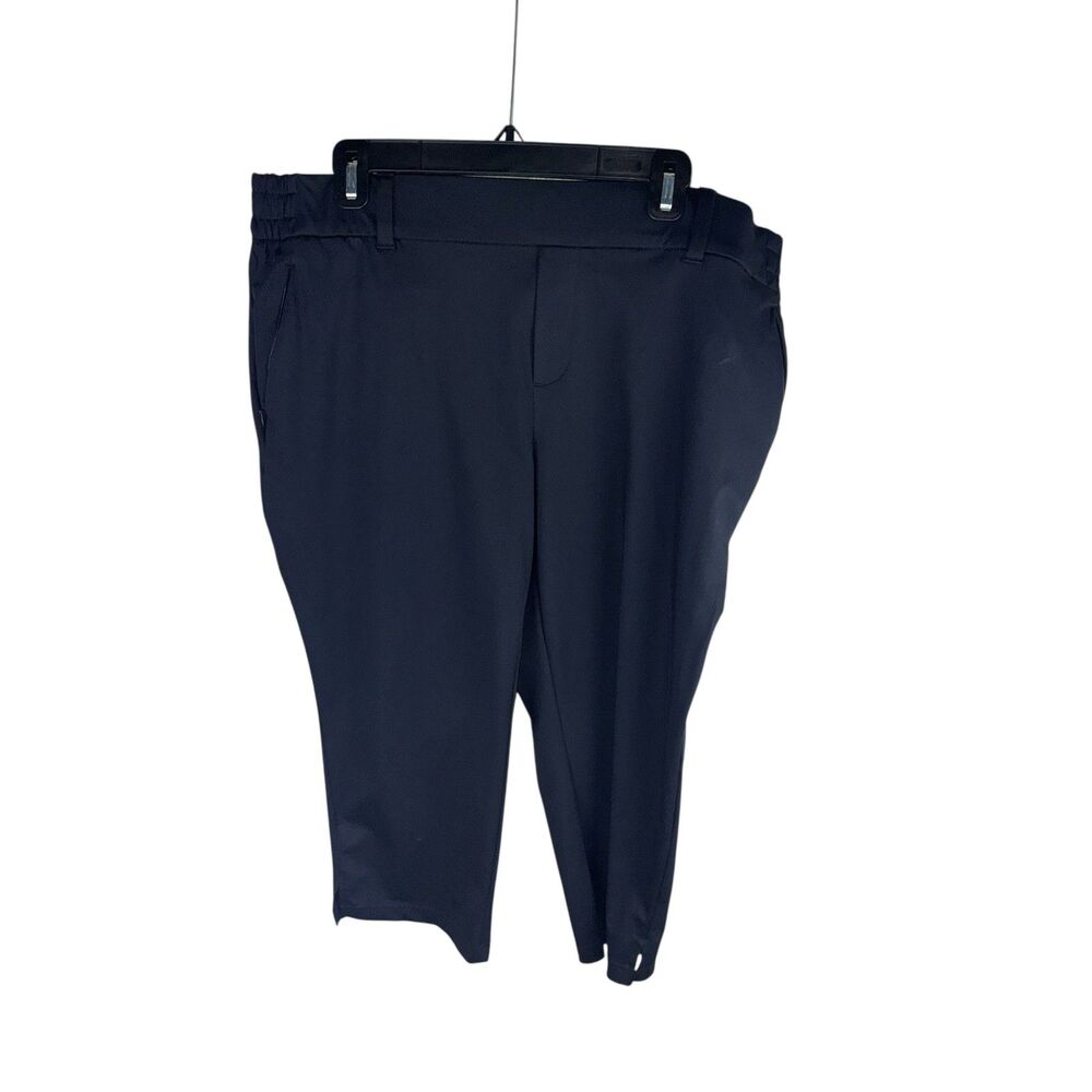 Lands' End Women's XL‎ P 18 Black Polyester Capri Ankle Cropped Zip Pocket Pants